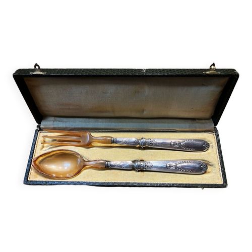 Coffret Crin 2 Anciens Couverts De Service Poinon Ravinet Denfer Argent