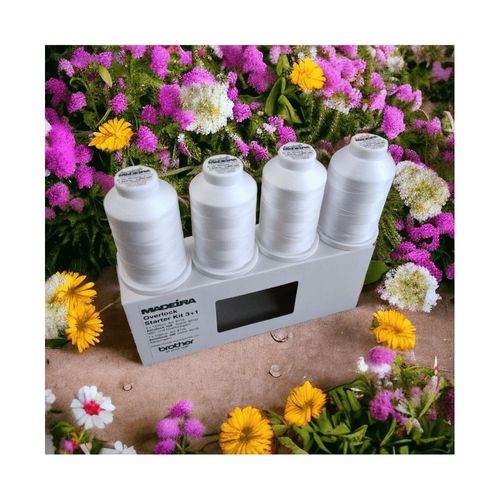 Coffret De 4 Cnes Starter Kit 3+1 Madeira Pour Surjeteuse - Kit De Fils De Qualit Suprieure Blanc