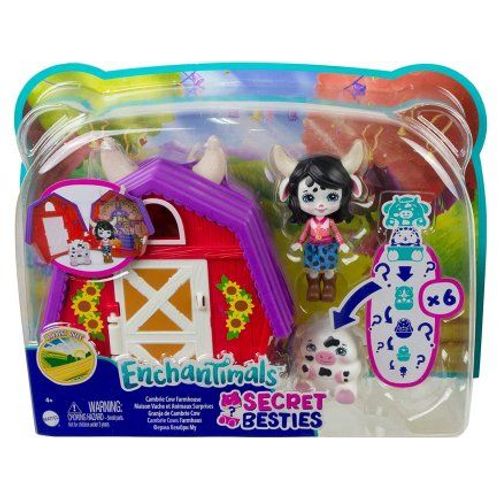 Coffret Enchantimals La Maison De La Vache + Poupe Cambrie Vache - Coffret Mini Poupee + Animaux + Accessoires