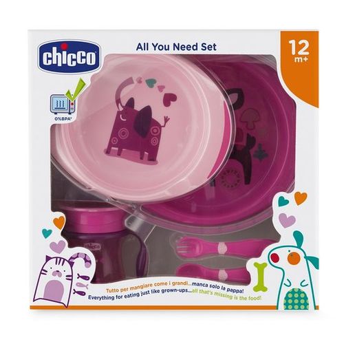 Coffret Repas (Ensemble Assiettes + Tasse Perfect + Premiers Couverts) - Rose