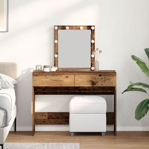 Coiffeuse Vidaxl Avec Miroir Et clairage Led En Bois Ancien En Agglo
