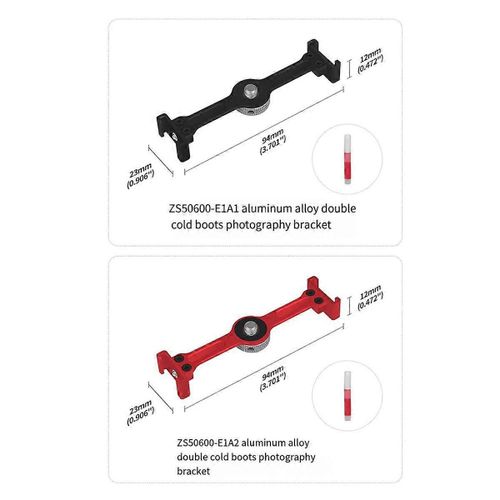 Cold Shoe Vlog Extension Bar Adaptateur de montage 1/4 po Vis pour support de camra d'action LED Light Mic Trpied Support Rouge Simple