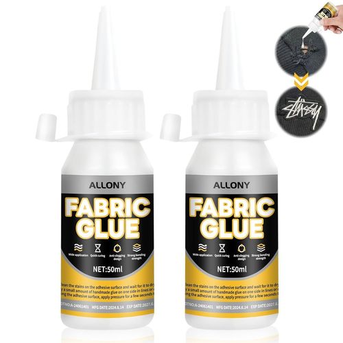 Colle Pour Tissu, Colle Textile Extra Forte, Colle Textile Transparente, Olle A Tissus Couture Sans Trace, Convient Aux Textiles, Cuir, Flanelle, Etc - 50ml*2