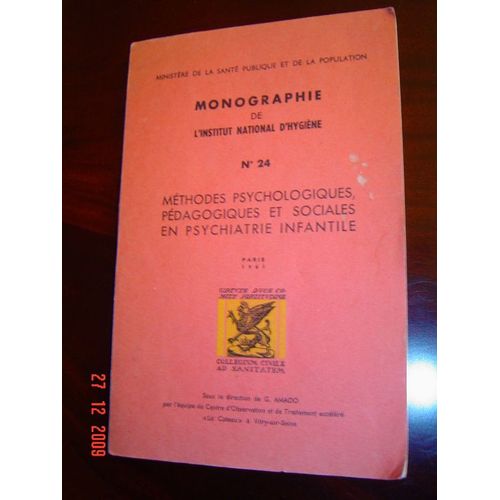 Monographie De L'institut National D'hygine N 24 De 1961   de collectif  Format Broch 