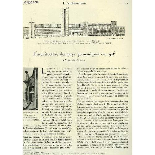 L'architecture. N5 - Volume Xl : L'architecture Des Pays Germaniques En 1926, Par Paul Etard - La Maison Moderne Par Louis Sorel - Jacques Vignoles (1507 - 1573, Jacobo Barozzi Da Vignola) ...