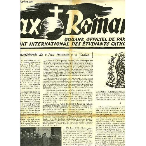 Pax Romana, Annee Iii, N 7, Mai 1938, Organe Officiel De Pax Romana, Secretariat International Des Etudiants Catholiques   de COLLECTIF