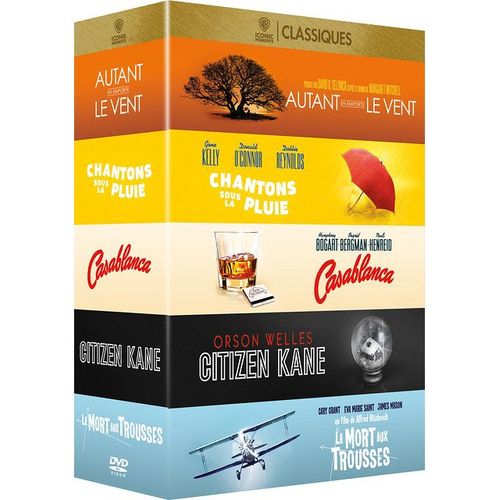 Collection De 5 Films Classiques Warner : Autant En Emporte Le Vent + Chantons Sous La Pluie + Casablanca + Citizen Kane + La Mort Aux Trousses - Pack