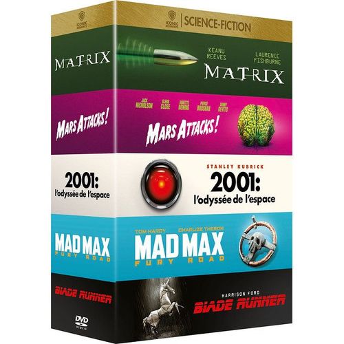 Collection De 5 Films Science Fiction Warner : Blade Runner + Mad Max : Fury Road + 2001 : L'odysse De L'espace + Mars Attacks! + Matrix - Pack