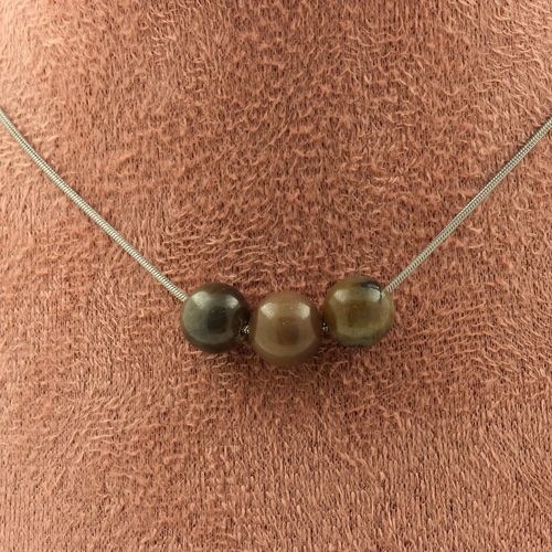 Collier 3 Perles Saphir De Mogok, Birmanie, Myanmar. Qualit 2a 8 Mm Collier Femmes, Hommes. Taille Personnalisable.