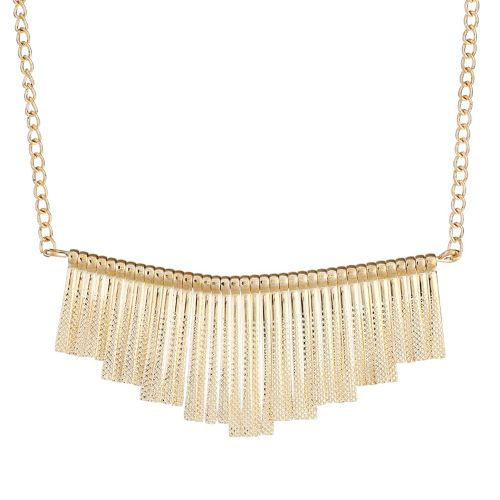 Collier A Chaine Courte Exageree Avec Pendentif A Franges En Alliage Pour Femmes De Style Occidental (Dore)