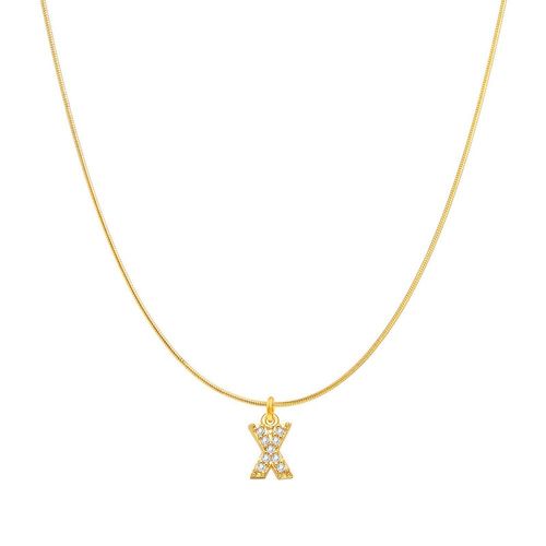 Collier  Maillons Longs En Acier Inoxydable Pour Femme, Pendentif Avec Initiale De Nom, Micro Pav, Lettre, Document En Or
