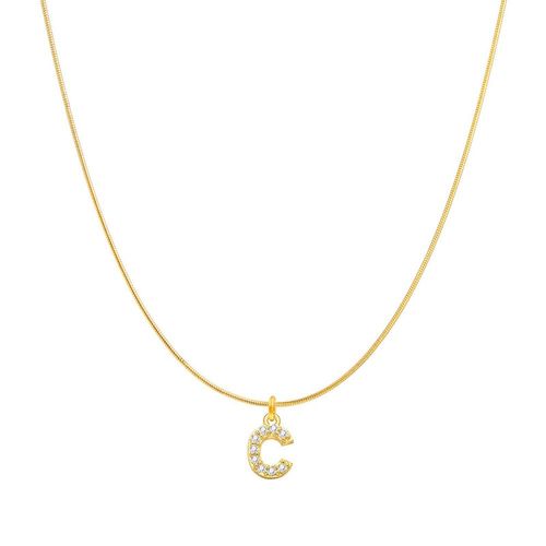 Collier  Maillons Longs En Acier Inoxydable Pour Femme, Pendentif Avec Initiale De Nom, Micro Pav, Lettre, Document En Or