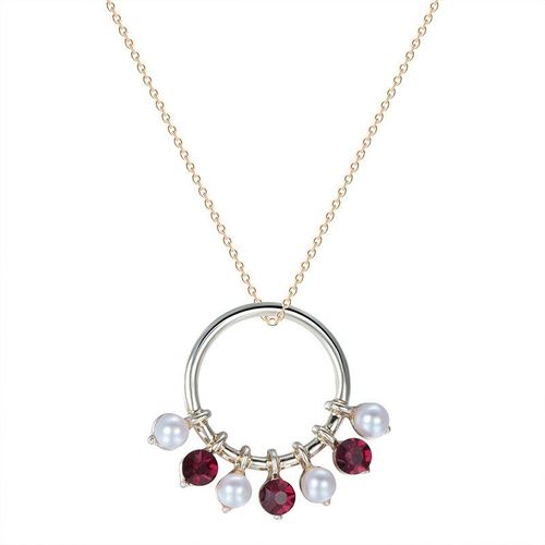 Collier  Pampilles En Perles Rondes Pour Femmes, Mode Corenne, Charmant, Pendentif En Zircon, Cristal Rouge, lgant, Cadeau De Mariage Pour Dames