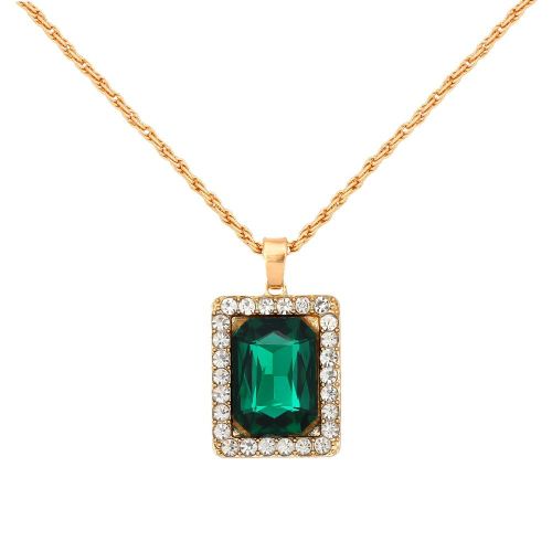 Collier  Pendentif Carr Brillant En Strass Multicolore Pour Femmes, Chane Torsade En Mtal Simple, Bijoux Cadeau  La Mode