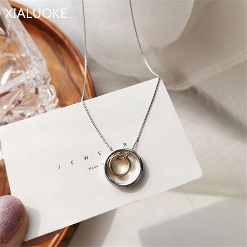 Collier  Pendentif Circulaire En Or Platine Pour Femmes, Style Minimaliste,  La Mode, Punk, Chane Courte, Bijoux Ne1804