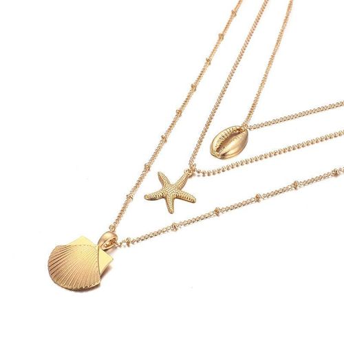 Collier  Pendentif En Coquillage D'toile De Mer Pour Femmes, Chane Longue De Clavicule, En Or Multicouche,  La Mode, Bijoux De Fte De Plage