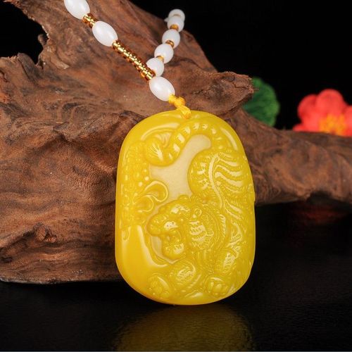 Collier  Pendentif En Jade Jaune Hetian Pour Femme, Bijoux, Accessoires, Amulette Sculpte  La Main, Cadeaux