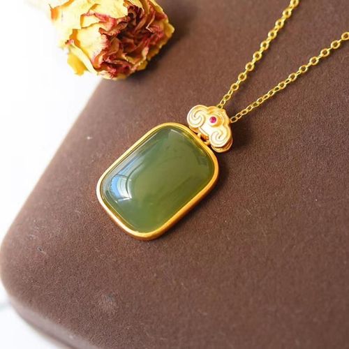 Collier  Pendentif Gomtrique En Jaspe Hetian Naturel Pour Femmes, Bijoux Charmants, Design De Petit Groupe, Palais Rtro De Style Chinois