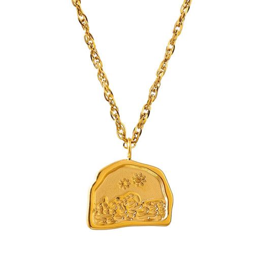 Collier  Pendentif Irrgulier Gomtrique, Nouveau Design, Dor, En Acier Inoxydable, Texture Mtallique,  La Mode, t, 2021