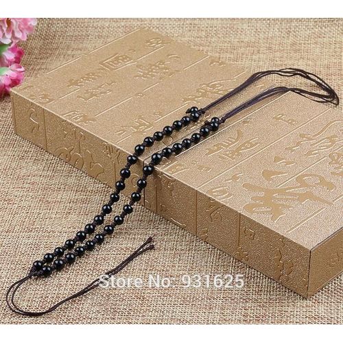 Collier  Perles De Style Chinois Nou  La Main, 6 Pices, Pour Obsidienne, Jade, Cristal, Noir Et Marron, Cordon, Collier Ajustable
