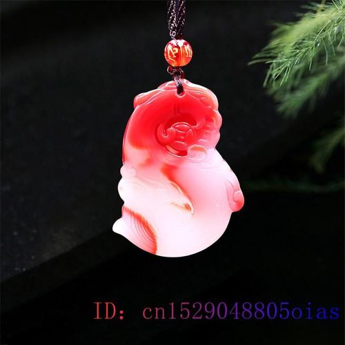 Collier Amulette Chinoise En Jade Et Phnix Pour Femmes, Pendentif En Pierre Prcieuse Naturelle, Bijou Sculpt, Rouge Et Blanc,  La Mode