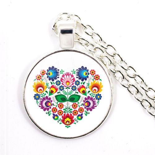 Collier Avec Chane En Forme De Dme En Verre Pour Femmes, 25mm, Bijoux  Imprims De Fleurs De Style Bohme, Pendentif En Bronze, Cadeau Pour Femmes