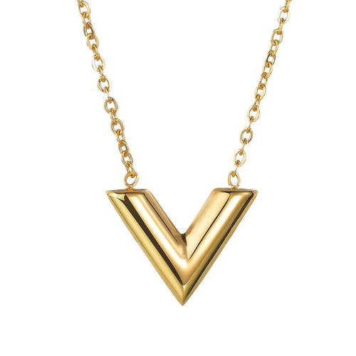 Collier Avec Pendentif De Marque Avec La Lettre V Tendance Pour Femme, Sautoir En Acier Inoxydable, Bijoux Et Accessoire De Mode, Couleur Or, Chane De Cou, Parure Avec Pendent D'initiale