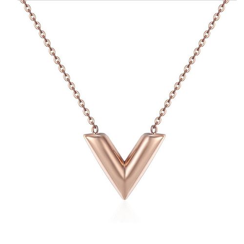 Collier Avec Pendentif De Marque Avec La Lettre V Tendance Pour Femme, Sautoir En Acier Inoxydable, Bijoux Et Accessoire De Mode, Couleur Or, Chane De Cou, Parure Avec Pendent D'initiale