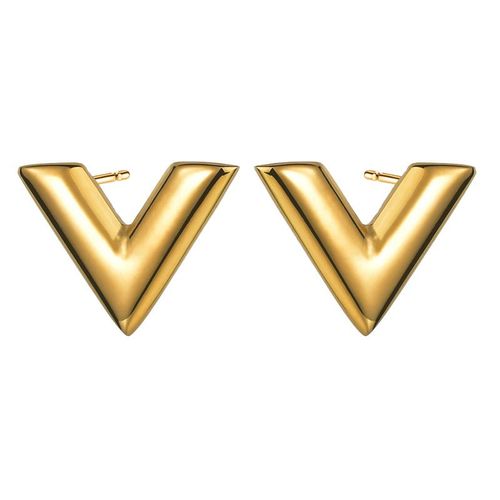 Collier Avec Pendentif De Marque Avec La Lettre V Tendance Pour Femme, Sautoir En Acier Inoxydable, Bijoux Et Accessoire De Mode, Couleur Or, Chane De Cou, Parure Avec Pendent D'initiale