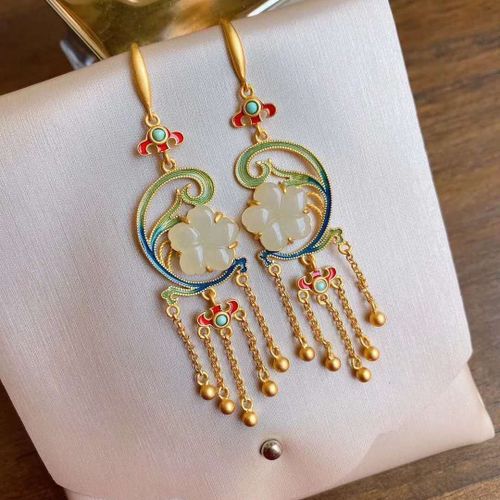 Collier Avec Pendentif En Argent Incrust De Jade Naturel Hetian, Bijou De Style Chinois Rtro, Fleur Nationale, Pompon Dor, Pour Femmes, Nouvelle Collection
