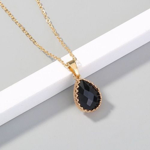 Collier Avec Pendentif En Cristal En Forme De Goutte D'eau Noire, Style Vintage, Simple, Bijou De Fte, Cadeau