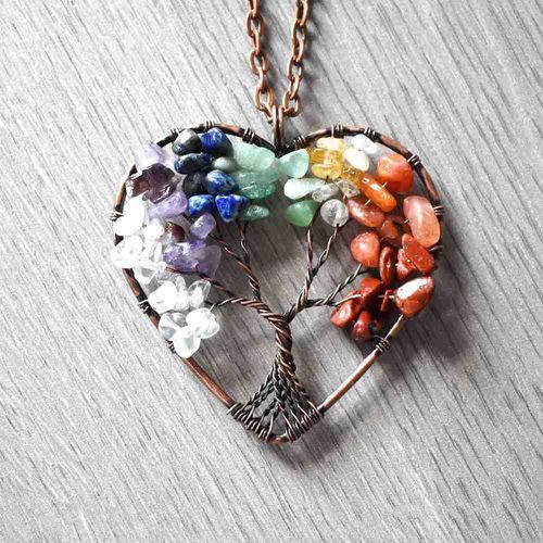 Collier Avec Pendentif En Forme D'arbre De Vie En Cristal, Srie Colore, Fait  La Main, Bijoux De Fte D'anniversaire, Accessoires Cadeaux
