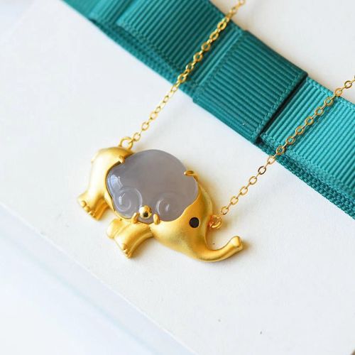 Collier Avec Pendentif En Forme D'lphant Hetian, En Jade Naturel, Style Chinois Rtro, Cratif, Breloque Terne, Bijoux De Marque En Argent Pour Femmes