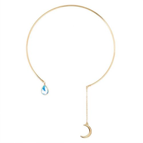 Collier Avec Pendentif En Forme De Lune Pour Femme, Cratif, Simple, lgant, Bleu, Goutte D'eau, Mode, Bijoux De Fte, Cadeaux