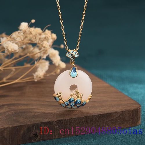 Collier Avec Pendentif En Jade Blanc Pour Femme, Pierre Naturelle, Calcdoine, Argent 925, Bijoux En Zircon, Breloque En Cristal,  La Mode