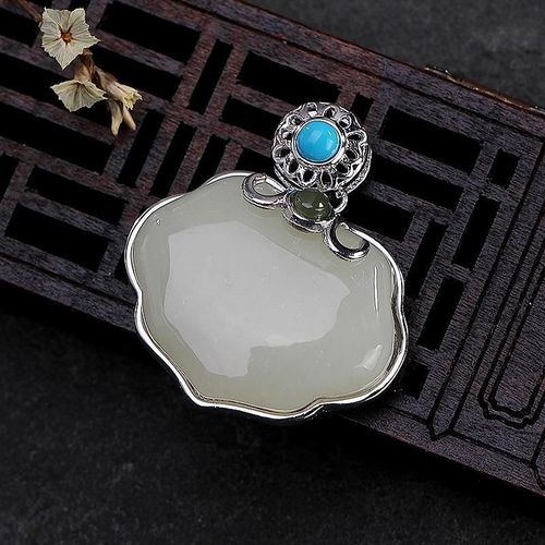 Collier Avec Pendentif En Jade Naturel Hetian Pour Femmes, Bijoux En Argent, Synthtique, Turquoise, Breloque Rtro Classique Chinois