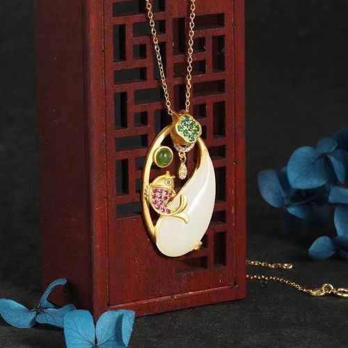 Collier Avec Pendentif En Jade Naturel Htian S925, Argent Dor, Or Ancien Incrust, Htian Blanc, Lotus, Racine De Poisson, Goutte D'eau, Pour Wo