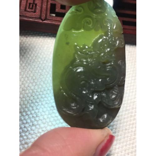 Collier Avec Pendentif En Jade Vert Hetian Sculpt  La Main, Dragon Du Zodiaque Chinois, Bijou Unique En Jade, Pour Femmes Et Hommes