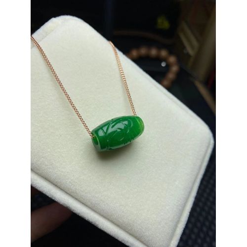 Collier Avec Pendentif En Jade Vert Naturel, En Argent Sterling 925, Rond, Sculpt  La Main