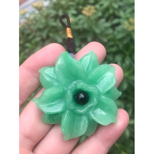 Collier Avec Pendentif En Jade Vert Pour Femmes, Fleur Naturelle Sculpte  La Main, En Jade Rose, Bijoux
