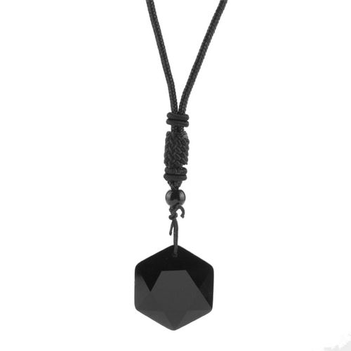 Collier Avec Pendentif En Obsidienne Noire, toile  Six Branches, Bijoux En Jade Obsidienne  La Mode