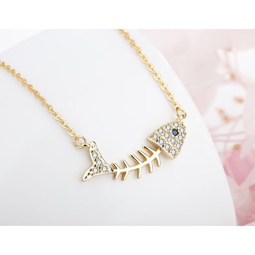 Collier Avec Pendentif En Os De Poisson En Zircone Cubique Pour Femmes, Mode Corenne, Chane De Pull Punk, Collier Pour Filles, 2021