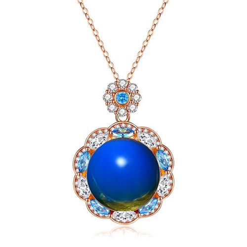 Collier Avec Pendentif En Pierre Prcieuse, Amulette En Argent 925 Naturel, Amulette En Zircon, Bleu Ambre, Cristal, Mode Chinoise, Cadeaux