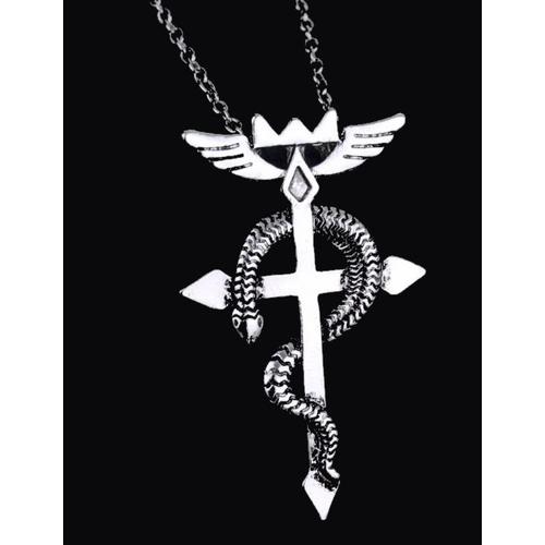 Collier Avec Pendentif Fullmetal Alchemist Edward Elric Serpent Croix Mtal Argent