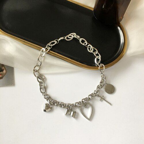 Collier Avec Pendentif Gomtrique En Forme De CUr Pour Femmes, Nouveau Design, Chane Plaque, Argent,  La Mode, Cadeau