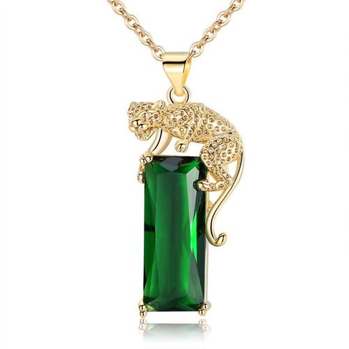 Collier Avec Pendentif Lopard En Or Pour Femme, Bijou De Luxe, Cratif, Mode, Fte, Vert, Cristal, Zircon, lgant, Cadeau De Mariage