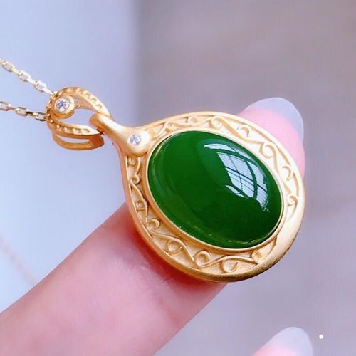 Collier Avec Pendentif Ovale En Jaspe Hetian Naturel Incrust, Artisanat En Or Ancien, Design Original, Bijoux  La Mode Pour Femmes