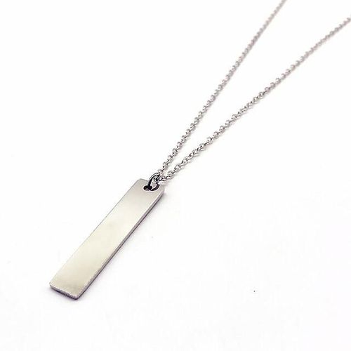 Collier Avec Pendentif Rectangulaire Noir Pour Hommes, En Acier Inoxydable Simple, Bijoux  La Mode, Couleur No1 Argent