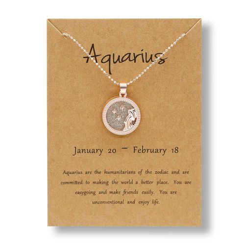 Collier Avec Pendentifs 12 Constellations Du Zodiaque, Chane En Or Rose, Bijoux  La Mode, Cadeaux D'anniversaire Avec Carte En Papier