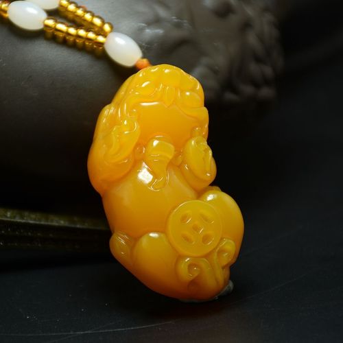 Collier Chinois Xinjiang Jaune Jade Argent Pixiu, Pendentif Sculpt  La Main, Amulette  La Mode, Cadeaux De Chance Pour Hommes, Chane De Pull, Corde Gratuite